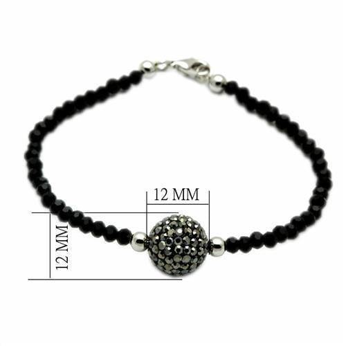 Alamode Rhodium + Ruthenium Brass Bracelet with Top Grade Crystal in Jet