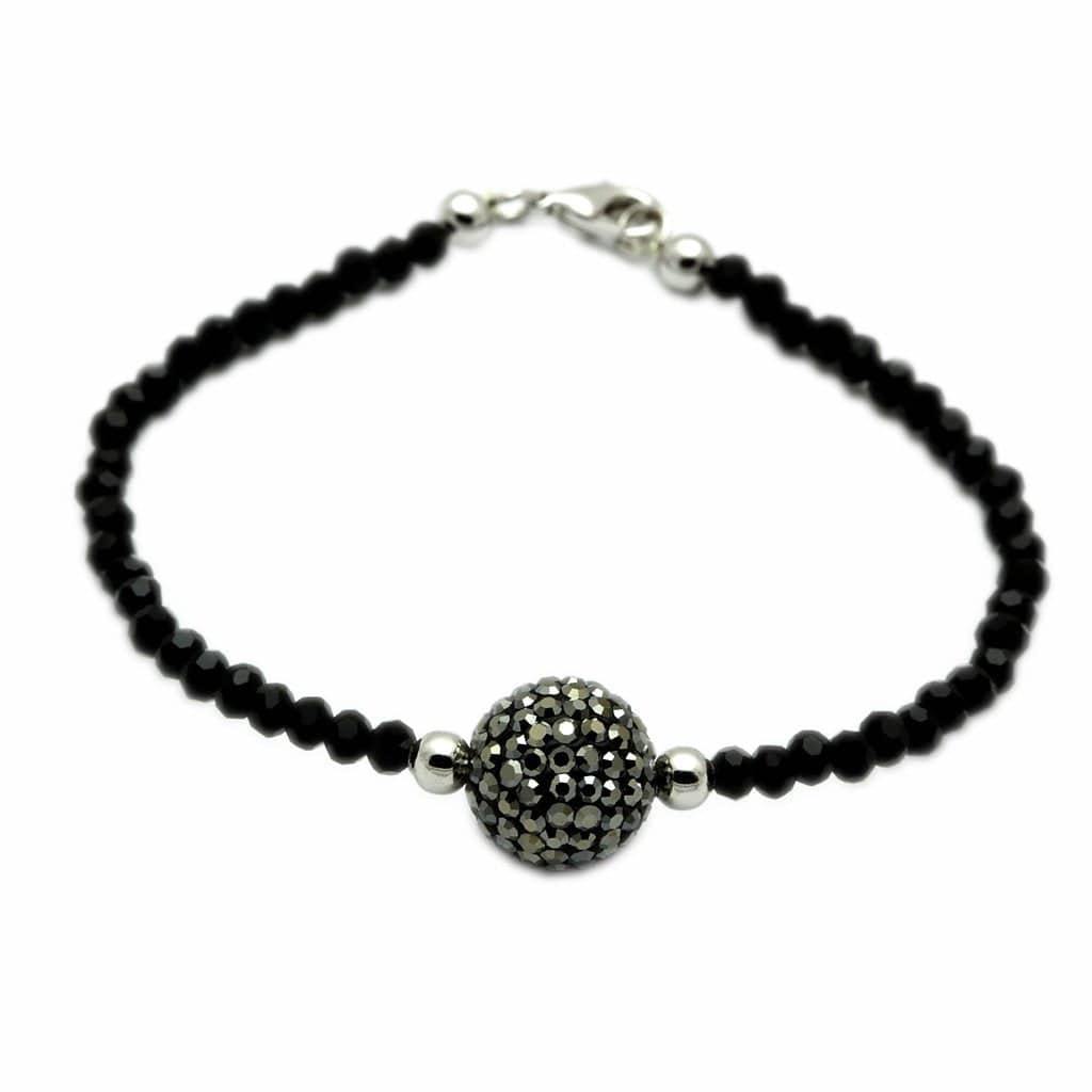 Alamode Rhodium + Ruthenium Brass Bracelet with Top Grade Crystal in Jet