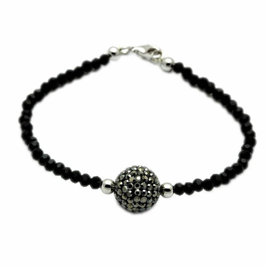 Alamode Rhodium + Ruthenium Brass Bracelet with Top Grade Crystal in Jet - Alamode