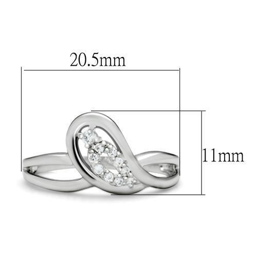 Alamode Rhodium Brass Ring with AAA Grade CZ in Clear - Flyclothing LLC