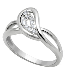 Alamode Rhodium Brass Ring with AAA Grade CZ in Clear