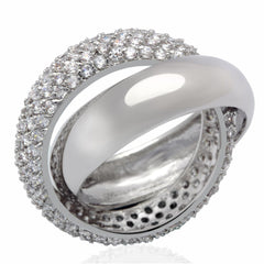 Alamode Rhodium Brass Ring with AAA Grade CZ in Clear