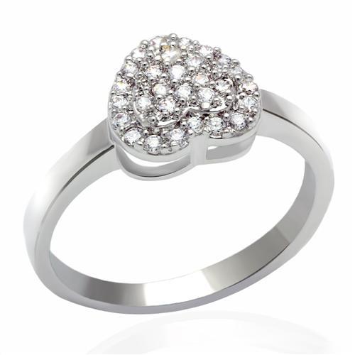 Alamode Rhodium Brass Ring with AAA Grade CZ in Clear