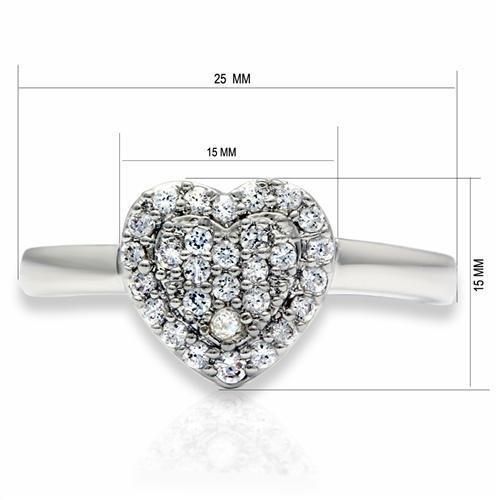 Alamode Rhodium Brass Ring with AAA Grade CZ in Clear - Flyclothing LLC