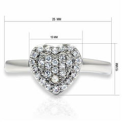 Alamode Rhodium Brass Ring with AAA Grade CZ in Clear - Flyclothing LLC