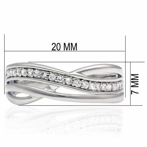 Alamode Rhodium Brass Ring with AAA Grade CZ in Clear - Flyclothing LLC