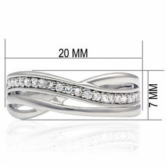 Alamode Rhodium Brass Ring with AAA Grade CZ in Clear - Flyclothing LLC