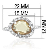 Alamode Rhodium Brass Ring with AAA Grade CZ in Champagne - Flyclothing LLC