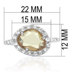 Alamode Rhodium Brass Ring with AAA Grade CZ in Champagne - Flyclothing LLC