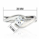 Alamode Rhodium Brass Ring with AAA Grade CZ in Clear - Flyclothing LLC