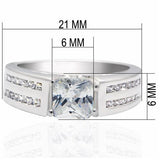 Alamode Rhodium Brass Ring with AAA Grade CZ in Clear - Flyclothing LLC