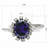 Alamode Rhodium Brass Ring with AAA Grade CZ in Amethyst - Flyclothing LLC