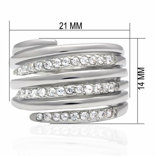 Alamode Rhodium Brass Ring with AAA Grade CZ in Clear - Flyclothing LLC