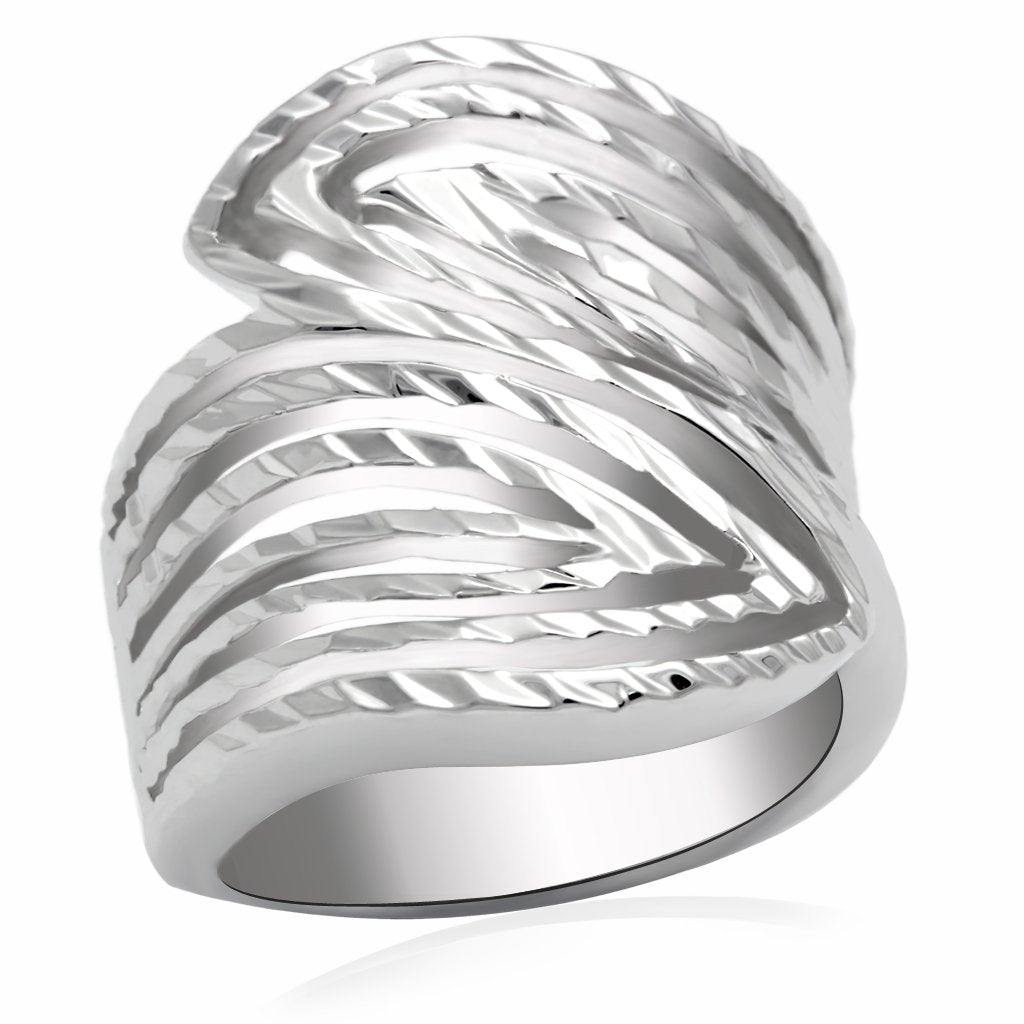 Alamode Rhodium Brass Ring with No Stone