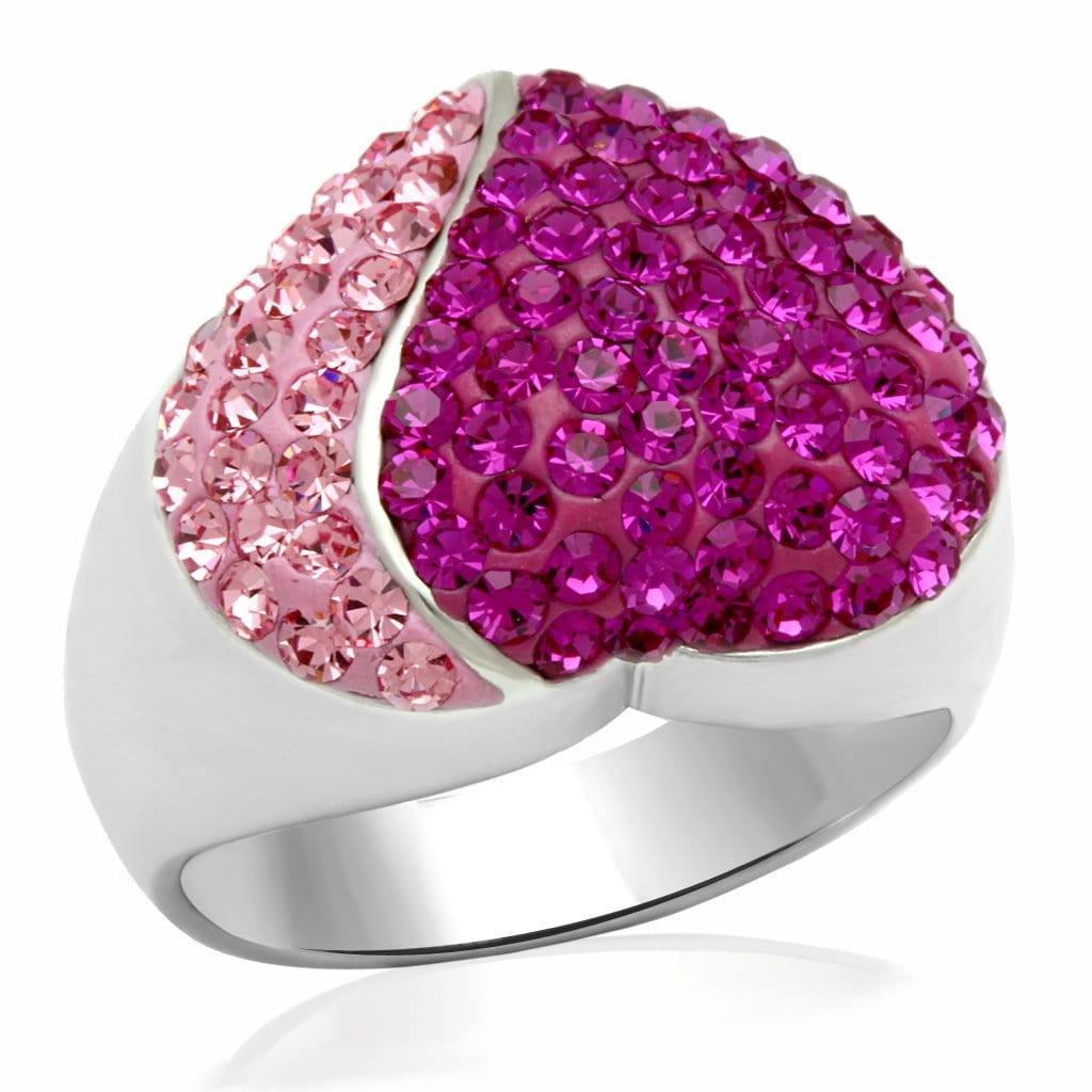 Alamode Rhodium Brass Ring with Top Grade Crystal in Multi Color - Alamode