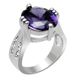 Alamode Rhodium Brass Ring with AAA Grade CZ in Fuchsia