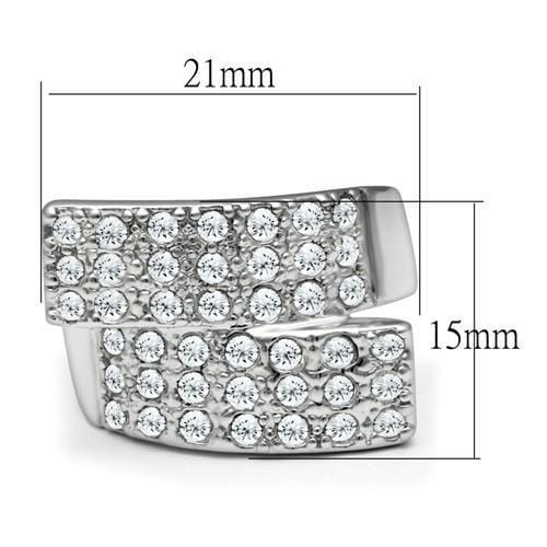 Alamode Rhodium Brass Ring with Top Grade Crystal in Clear - Alamode