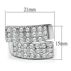 Alamode Rhodium Brass Ring with Top Grade Crystal in Clear - Alamode