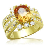 Alamode Gold Brass Ring with AAA Grade CZ in Champagne