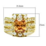 Alamode Gold Brass Ring with AAA Grade CZ in Champagne - Flyclothing LLC