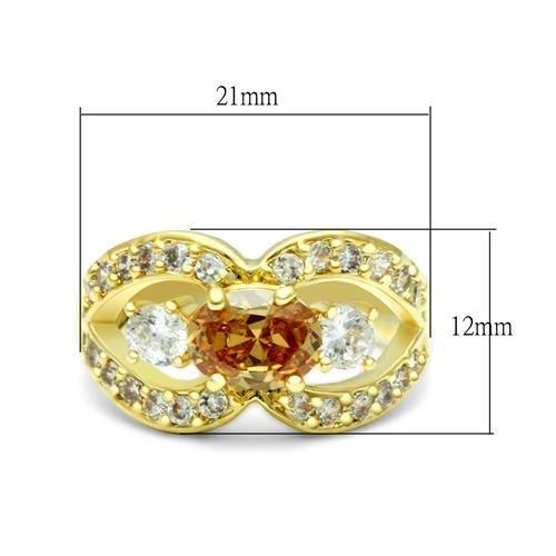 Alamode Gold Brass Ring with AAA Grade CZ in Champagne - Flyclothing LLC