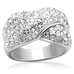 Alamode Rhodium Brass Ring with Top Grade Crystal in Clear - Alamode