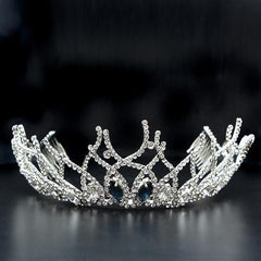 Alamode Imitation Rhodium Brass Tiaras & Hair Clip with Top Grade Crystal in Montana - Alamode