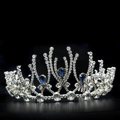 Alamode Imitation Rhodium Brass Tiaras & Hair Clip with Top Grade Crystal in Montana - Alamode