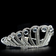 Alamode Imitation Rhodium Brass Tiaras & Hair Clip with Top Grade Crystal in Clear - Alamode