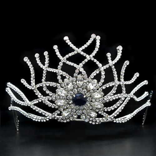 Alamode Imitation Rhodium Brass Tiaras & Hair Clip with Top Grade Crystal in Montana