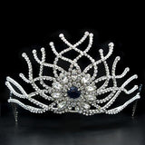 Alamode Imitation Rhodium Brass Tiaras & Hair Clip with Top Grade Crystal in Montana