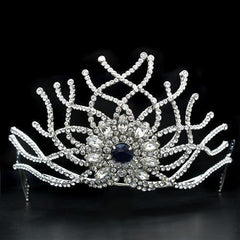 Alamode Imitation Rhodium Brass Tiaras & Hair Clip with Top Grade Crystal in Montana - Alamode