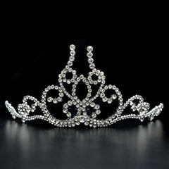 Alamode Imitation Rhodium Brass Tiaras & Hair Clip with Top Grade Crystal in Clear - Alamode