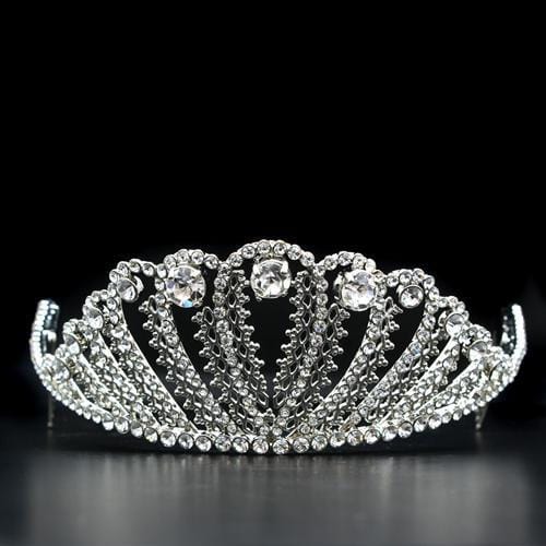 Alamode Imitation Rhodium Brass Tiaras & Hair Clip with Top Grade Crystal in Clear - Alamode