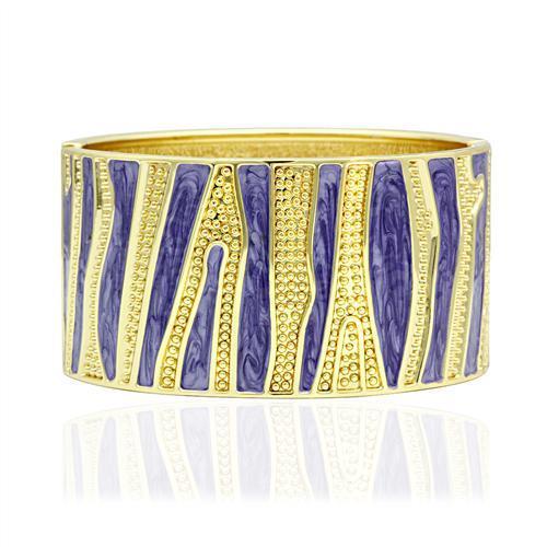 Alamode Flash Gold White Metal Bangle with Epoxy in No Stone