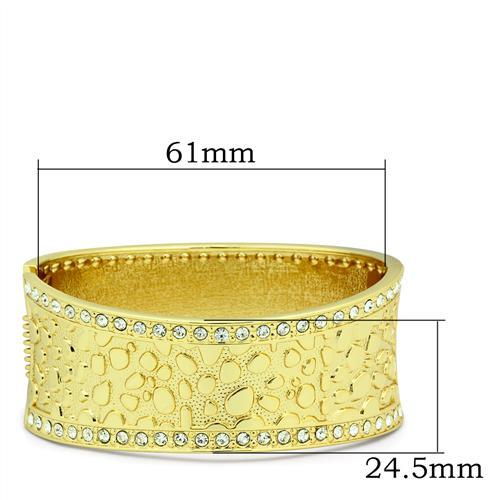 Alamode Flash Gold White Metal Bangle with Top Grade Crystal in Clear - Flyclothing LLC