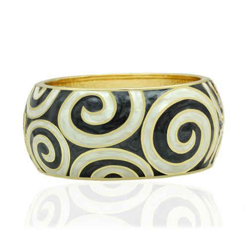 Alamode Flash Gold White Metal Bangle with Epoxy in No Stone