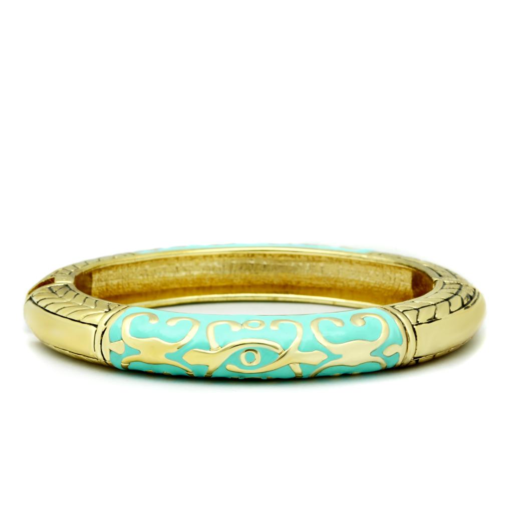 Alamode Flash Gold White Metal Bangle with Epoxy in No Stone