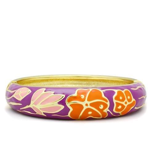 Alamode Flash Gold White Metal Bangle with Epoxy in No Stone