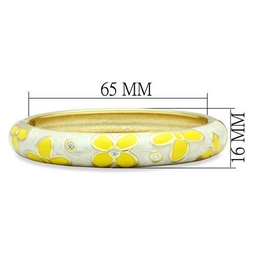 Alamode Flash Gold White Metal Bangle with Top Grade Crystal in Clear - Flyclothing LLC