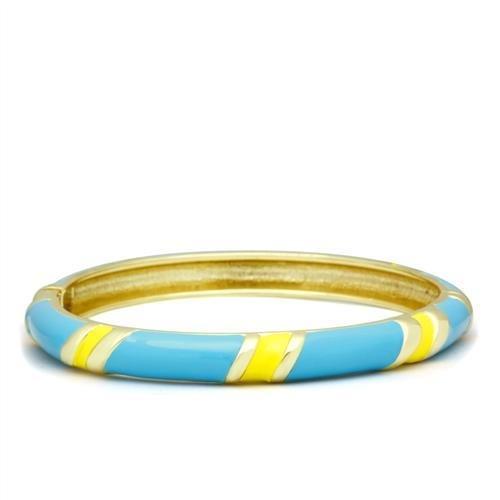 Alamode Flash Gold White Metal Bangle with Epoxy in No Stone