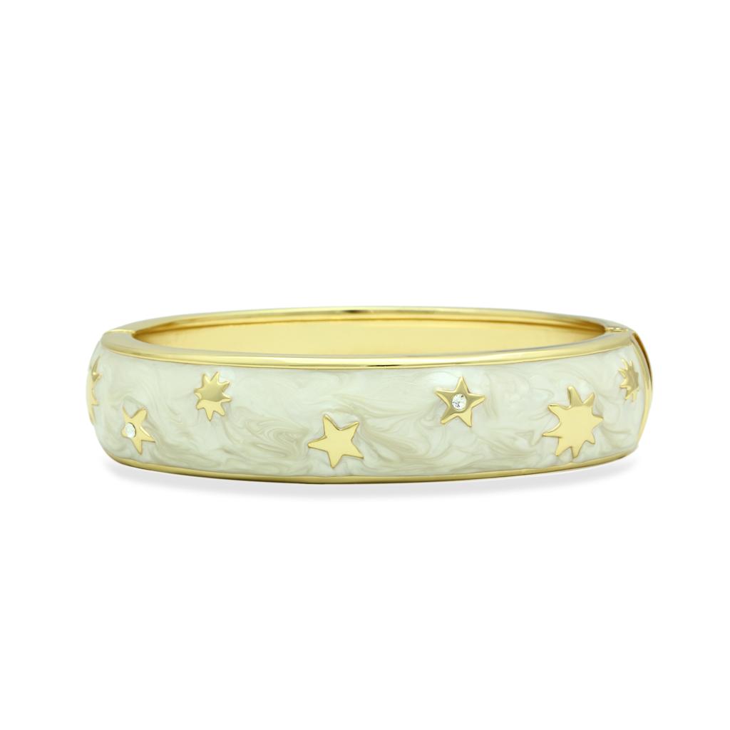 Alamode Flash Gold White Metal Bangle with Top Grade Crystal in Clear