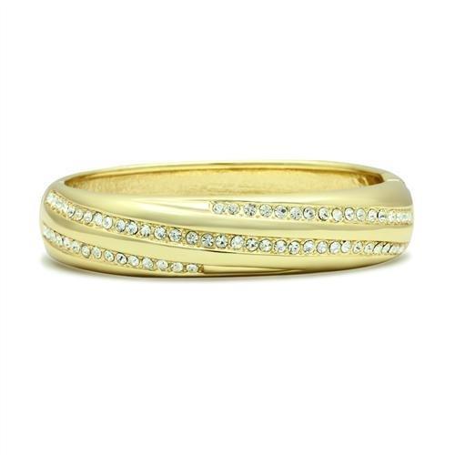 Alamode Flash Gold White Metal Bangle with Top Grade Crystal in Clear