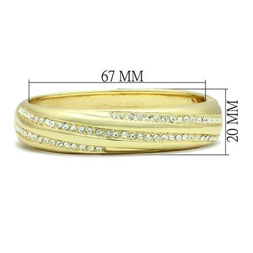 Alamode Flash Gold White Metal Bangle with Top Grade Crystal in Clear - Flyclothing LLC