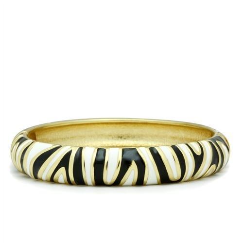 Alamode Flash Gold White Metal Bangle with Epoxy in No Stone