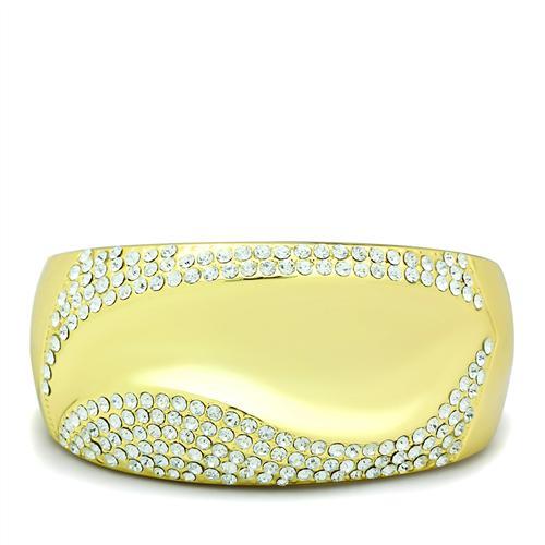 Alamode Flash Gold White Metal Bangle with Top Grade Crystal in Clear