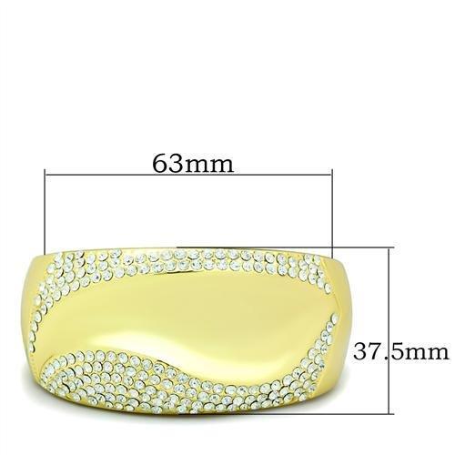 Alamode Flash Gold White Metal Bangle with Top Grade Crystal in Clear - Flyclothing LLC