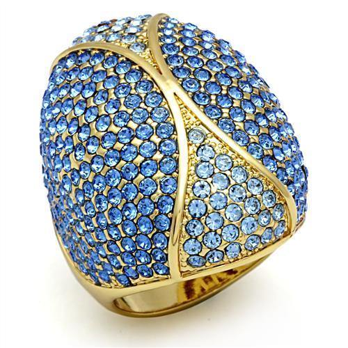 Alamode Flash Gold Brass Ring with Top Grade Crystal in Multi Color