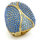 Alamode Flash Gold Brass Ring with Top Grade Crystal in Multi Color