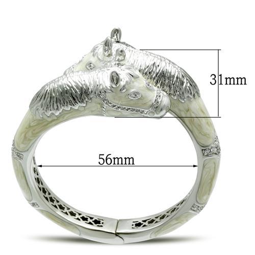 Alamode Rhodium Brass Bangle with AAA Grade CZ in Clear - Alamode